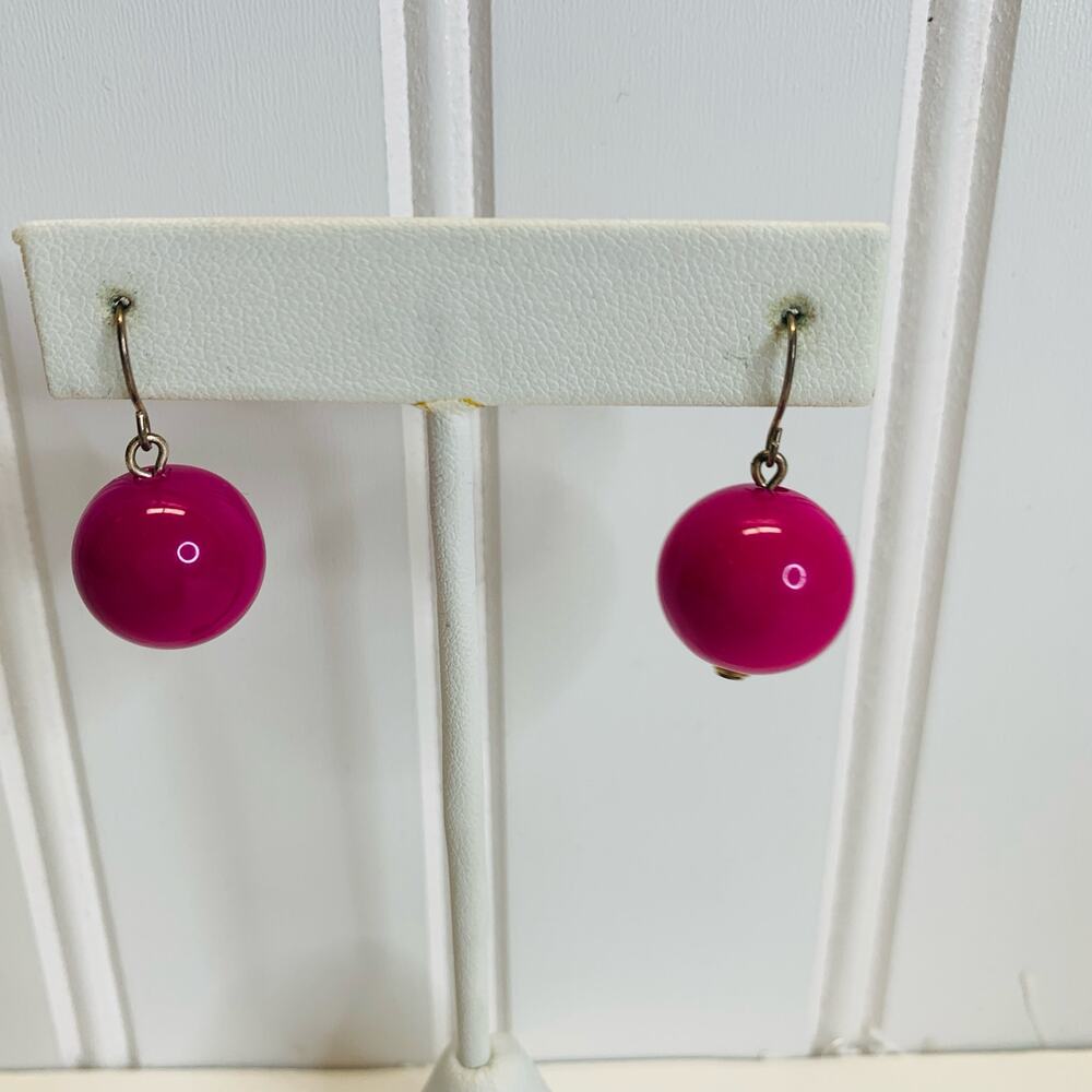 Pink Bead Drop Earrings .5" diameter